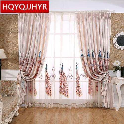 Modern classic luxury peacock embroidered curtains for living room windows high quality elegant curtains for bedroom hotel