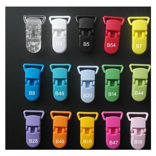 Sutoyuen 40pcs Hot D Shape Kam Plastic Pacifier Clips Plastic Baby Soother Dummy Suspender Chain Holder Clips for 20mm Ribbon