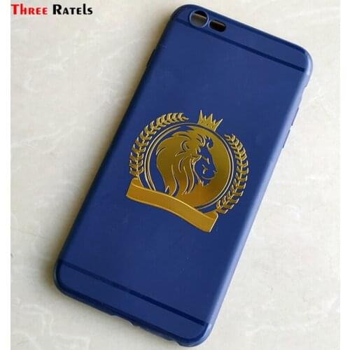Three Ratels MT-056#58*55mm Evil Lion Nickel Metal Golden Sticker Decals Removable Car Stickers