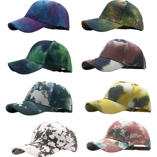 Unisex Multicolored Printed Baseball Cap Sun Hat Tie Dye Fisherman Cap Summer