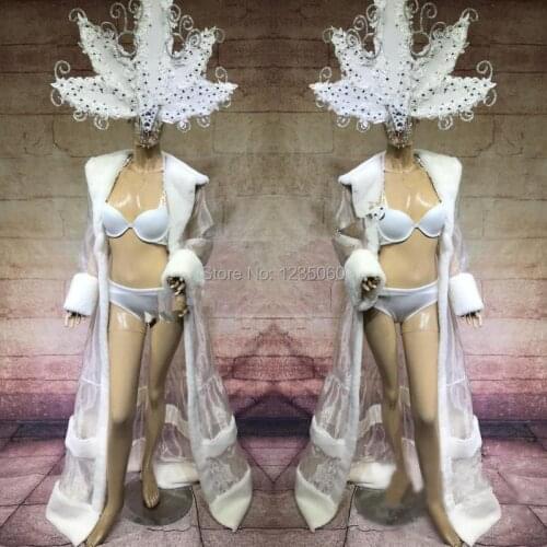 WYY Christmas singer stage skirt wear ballroom dance costumes party dresses dj headwear cloth cloak bar model performance show