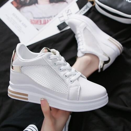 OLOMM new ladies summer breathable hollow wild Korean sports shoes casual thick bottom increased white shoes TD-169