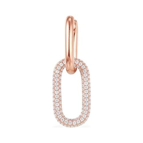 SLJELY High Quality Rose Gold Color 925 Sterling Silver PInk White Chains Link Mono Earring Women Fashion Rock Zirconia Jewelry