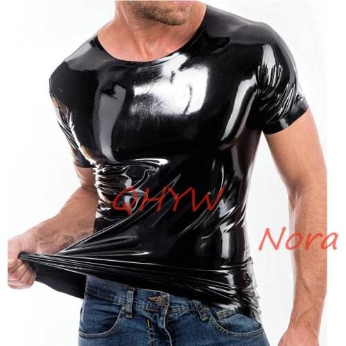Black Latex Men Vest Top Classic Shirt High Collar Sleeveless Costume Male Tops Rubber Clothes 100% Handmade