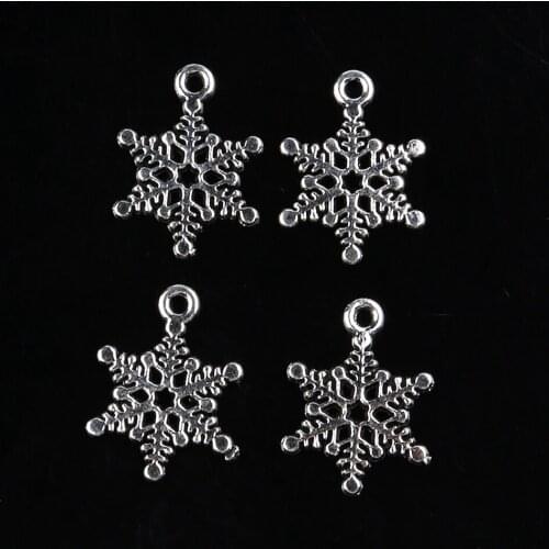 Tibetan Silver Color, 10PCS Zinc Alloy Snowflake Shape Pendant, Charms for Jewelry Making, Handmade DIY Necklace Accessories