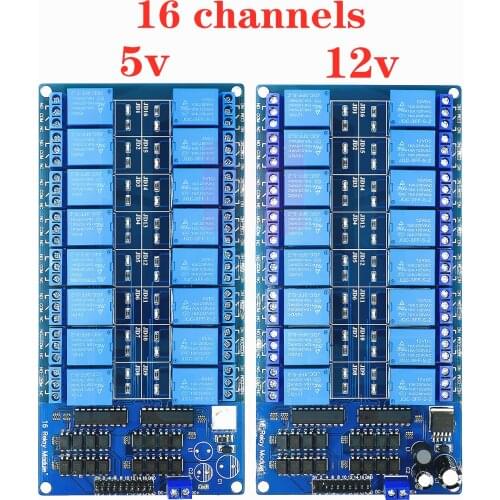 16-channel relay module 5V 12V control board with optocoupler protection with LM2596 power relay