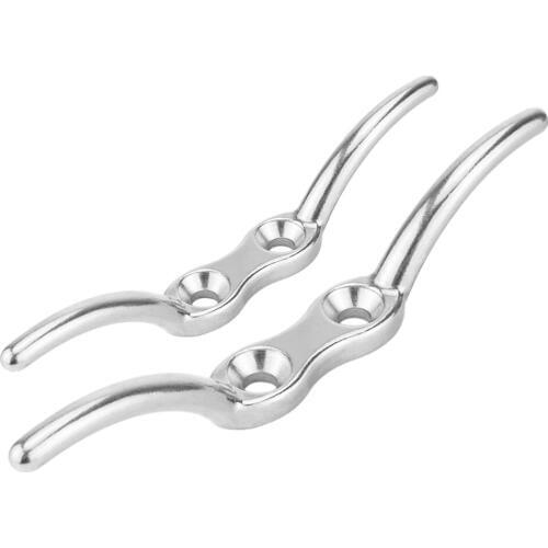 2 PCS Silver Flagpole Cleat Hook,Stainless Steel Cleat, 4 Inch & 6 Inch Rope Cleat - Included Mounting Screws