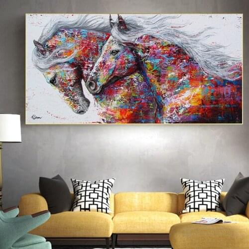 Abstract Animal Canvas Paintings Graffiti Street Horse Poster and Prints Wall Art Pictures for Livinghome Decoration Cuadros