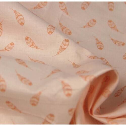 Baby Pink Orange Feather Printed 100% Combed Cotton High Count Exquisite Very Thin Comfort Fabric for Summer Shirt Dress Blouse