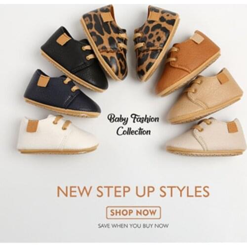 Baby Shoes PU Spring lace Up Sports Kids Shoes Soft Bottom Anti-slip First Walkers Cute Shoes prewalker 0-18M