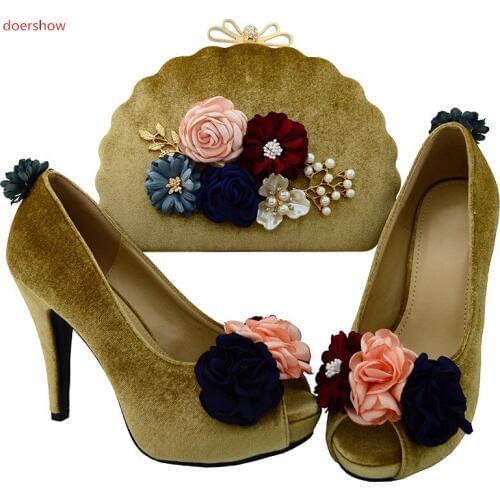 Doershow Shoes and Bag Set Decorated with Rhinestone African Shoe and Bag Set Italian Design African Wedding Shoes ! BO1-15