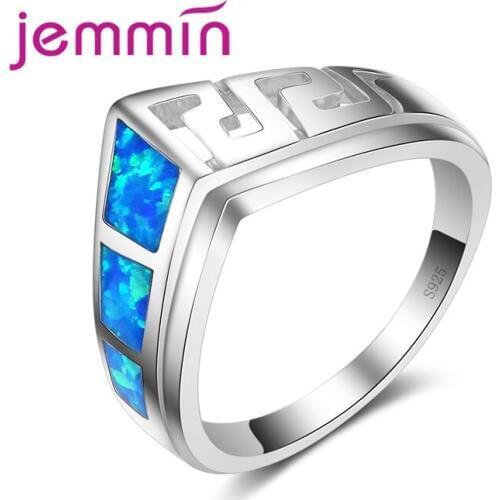 Blue Opal 925 Sterling Silver Ring Summer style Fine Jewelry Engagement Rings for Women Whoseale Retail Rings