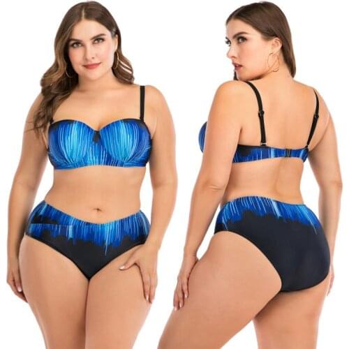 Look Thin Underwire Bikini Set Two Pieces Women Beach Seaside Vacation Vest Split Triangle Swimsuit New Swimwear Bather Printing