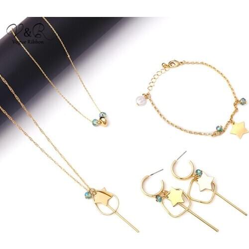 2020 Newest DIY Jewelry Package Making Naecklace And Earring Set With Pearl Star Beads Gold Jewellery Set Ladies Necklace Set