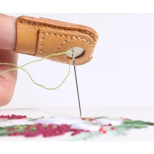 Leather Coin Thimble Finger Cot Multifunctional Finger Protector DIY Sewing Tools Accessories Handworking Needle Thimble Needles