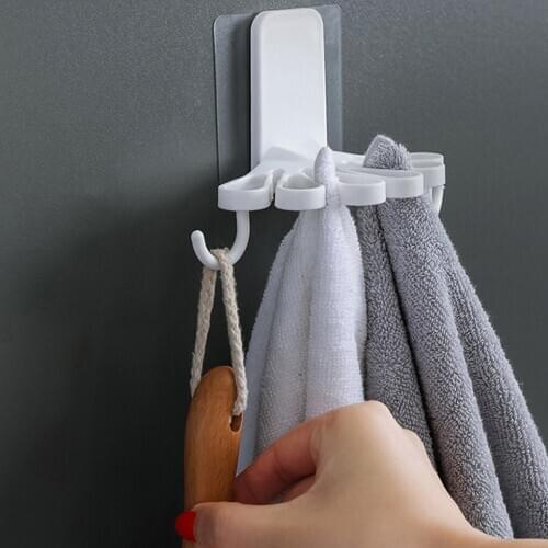 Kitchen Towel Hook Rack Rustproof Waterproof Wall Mount Storage Shelf Bathroom Clothing Organizer