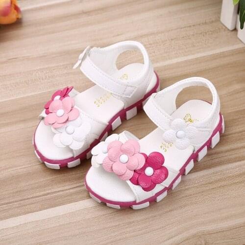 Summer Style Children Sandals Girls Princess Beautiful Lovely Flower Shoes Kids Flat Sandals Baby Girls Roman Shoes EUR 21-30