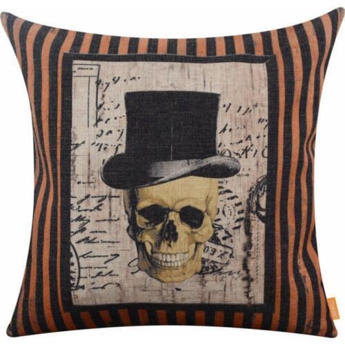 LINKWELL 45x45cm Happy Halloween Day Sugar Scary Skull Mexican Day of the Dead Season Decor Home Pillowcase Burlap Cushion Cover