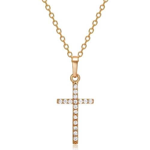 Love & Annie Womens Mens Cross Pendant Necklaces AAA CZ White Gold Color Jesus Cross Chain Necklace Girls Gifts