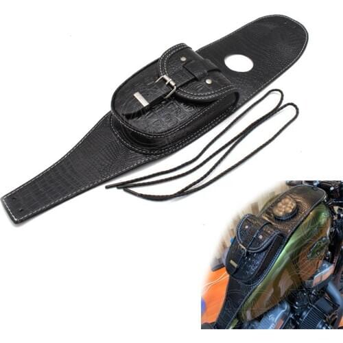 Motorcycle Black PU Crocodile Leather Fuel Tank Bag Motorbike Tank Pad Fits For Harley Davidson Sportster XL48 883 1200