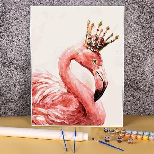 Animal Bird Flamingo Painting By Numbers Complete Kit Acrylic Paints 50*70 Oil Painting Home Decoration For Wholesale