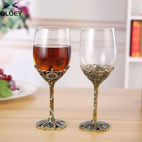 European Style Retro Enamel Color Red Wine Wine Glass Set Crystal Goblet Red Wine Glass Creative Personality Gift