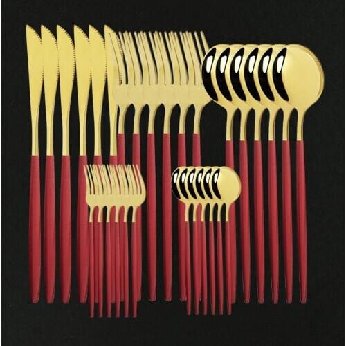 Red Gold Cutlery Set Stainless Steel Golden Knives Forks Spoons Cutlery Set Kitchen Tableware Gold Dinnerware Set Dropshipping