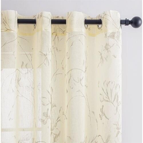 Sheer Curtains for Living Room Bedroom Kitchen Tulle Cream Tulle for Windows Voile Drapes Home Decoration Lily Beige