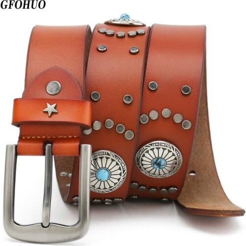 Brand luxury buckle belt Personality punk belt Metal parts really leather Trend designers for cinto masculino couro