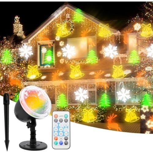 LED Christmas/Halloween Projection Lamp Outdoor Waterproof HD Pattern Christmas Decoration Lawn Garden Courtyar Projection Light