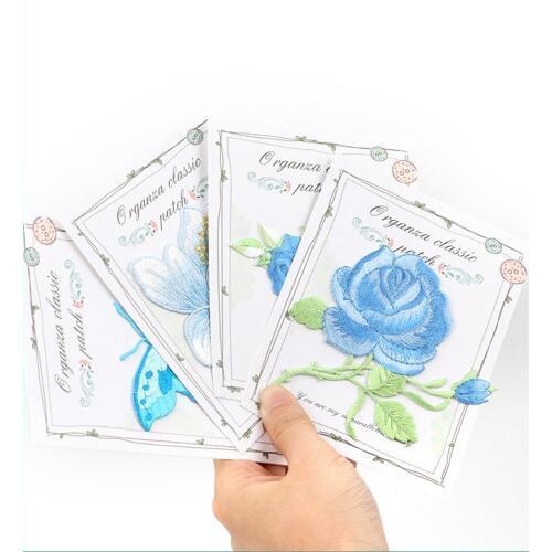 Cloth stickers clothes patch fashion large embroidery flowers blue childrens clothes stickers hole repair stickers pattern