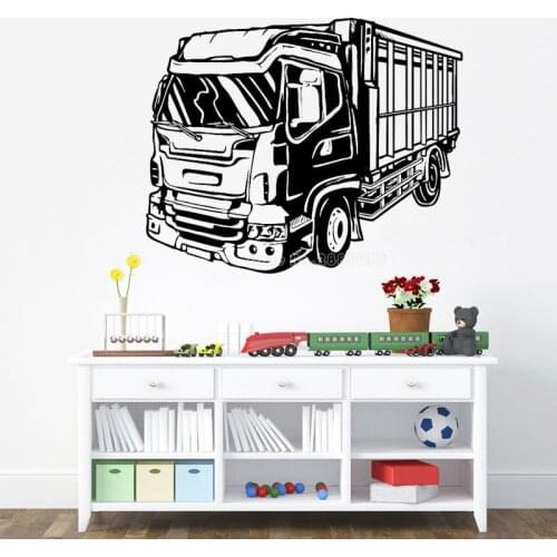 Transportation Truck Wall Sticker Home Decor Decals Cool Nursery Kids Boys Rooms Vinyl Murals Self-Adhesive Wallpaper LL2755
