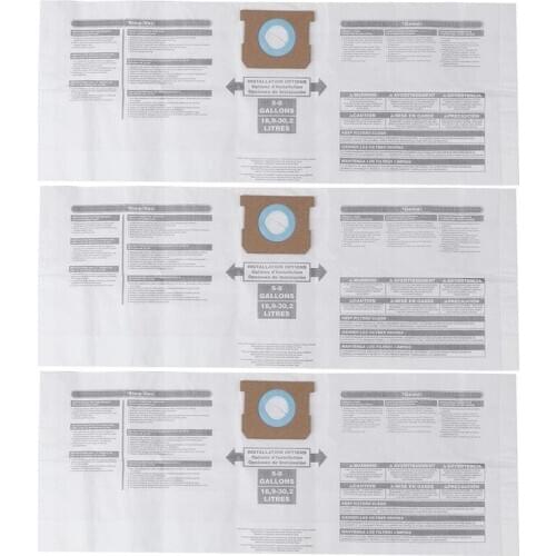 Universal Dry Dust Bag 5 to 8 Gallon Vacuum Cleaner Replacement Accessory Fit for Shop Vac 90661 906-61 9066100