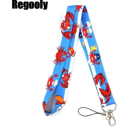 100pcs Crab funny Fashion simple keychain mobile phone neck lanyard key ID card mobile phone USB key lanyard straps webbings
