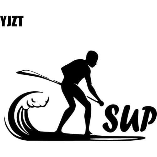 YJZT 17CM*10.1CM Stand Up Paddling Paddleboarding SUP Decor Vinyl Car Styling Car Sticker Black/Silver C31-0335