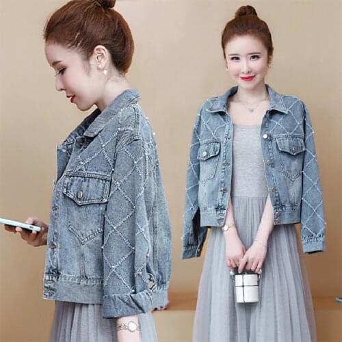 Short Harajuku Vintage Denim Jacket Woman 2021 New Spring Autumn Korean Fashion Loose Fried Street Casual Jeans Coat Female A896