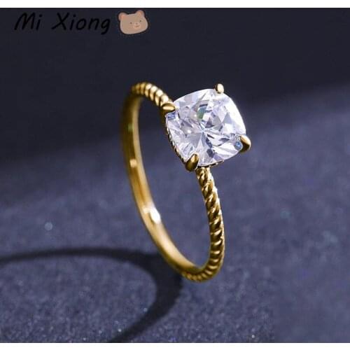 Mi Xiong 925 Sterling Silver Rings for Women Oval Pebbles Luxury Jewelry Engagement Elegant Wedding Party Gift Classic Fine Cute