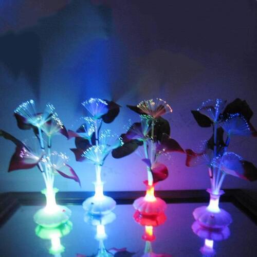1pcs LED Fiber Optical Lamp Flower Star ceiling Calla Lily Vase Night Light Decoration Colorful Random