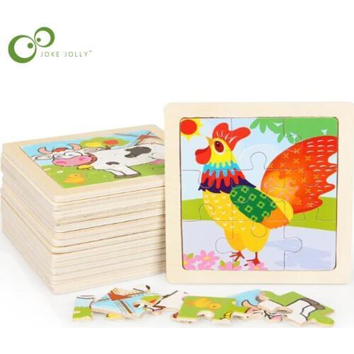 1Pc 3D Wooden Jigsaw Puzzles for Children Kids Toys Cartoon Animal/Traffic Puzzles Baby Educational Puzles GYH