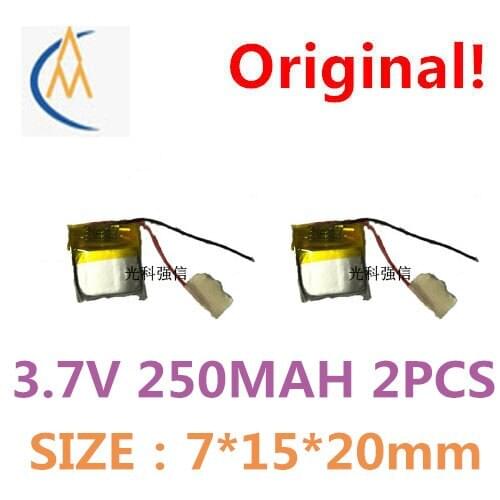 2PCS New sufficient capacity polymer li-ion battery 3.7 V 701520 250 mah MP4 walkie-talkie/equipment/mini bluetooth headset