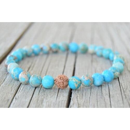 6mm imperial jasper Rudraksha Gemstone Mala Stretchy Bracelets Classic Wrist Spirituality Bless Elegant Handmade Cuff Wristband