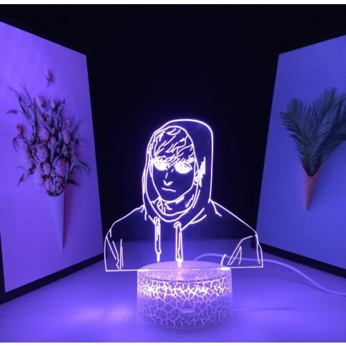 Animation Peripherals Acrylic Panel 3D LED Lamp Anime Figure7 Color Changes With Remote Control Visual Illusion White Base