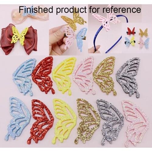 40Pcs/Lot Laser Cutting Butterfly Wing Padded Applique For DIY Clothes Hat Festival Decoration Patches Hair Clip Accessories