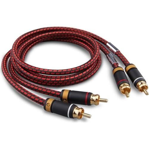 Kuangm Audiophile 2 Male to 2 Male RCA Audio Stereo Subwoofer Cable Hi-Fi Braid