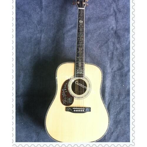 Free shipping lefty guitar all solid wood fancy abalone dreadnought left handed professional acoustic electric guitar