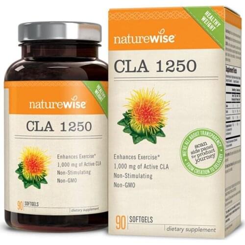 Free Shipping NatureWise CLA 1250,Enhances Exercise 1000 Mg Of Active CLA 90 Pcs