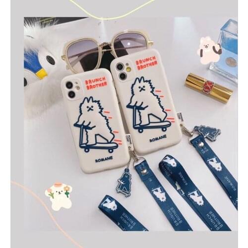 Lanyard Case for iPhone 11 Pro SE 2020 Case Cute Soft Silicon 3D Cartoon Bear Cover for IPhone 11 pro 7 8 Plus X XR XS Max Coque