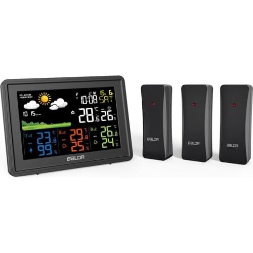Baldr Digital Weather Station Indoor Outdoor Hygrometer Thermometer Pressure Weather Forecast Sensor Alarm Radio Clock Backlight