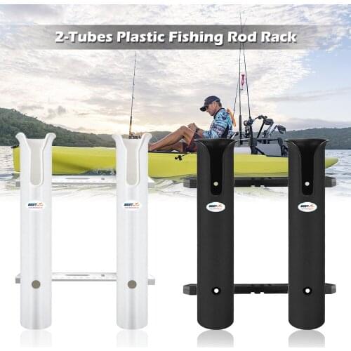 BSET MATEL Portable Fishing Rod Rack Rod Holders 2-Tube ABS Plastic Rod Rack Rail Mount Clamp Bracket Lure Pliers Storage Socket
