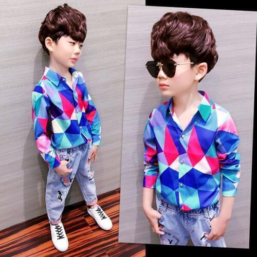 Boys long sleeve shirt childrens Mosaic shirt